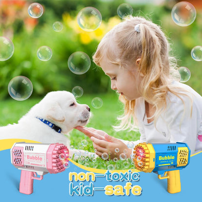 Bubble Gun with 2 Bottles Refill Solution for Kids