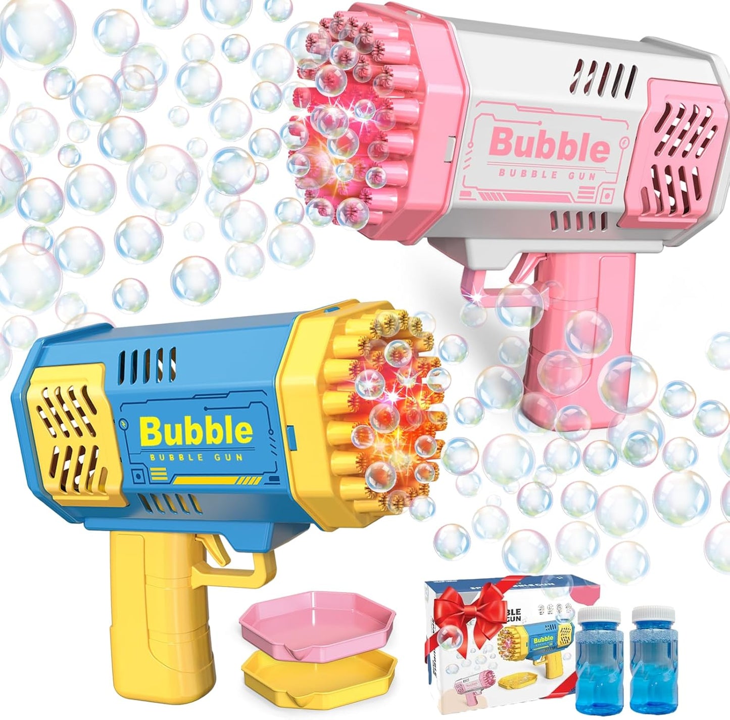 Bubble Gun with 2 Bottles Refill Solution for Kids