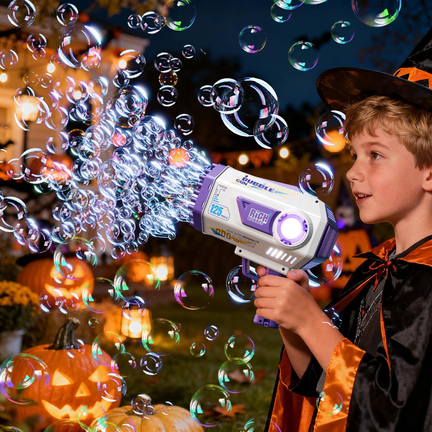 Bubble Gun with 2 Bottles Refill Solution for Kids