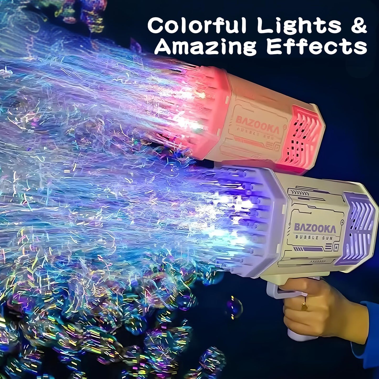 Bubble Gun with 2 Bottles Refill Solution for Kids